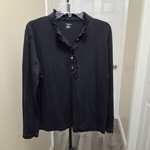 Lands' End Supima Cotton And Rayon Blend Black Long Sleeve Top